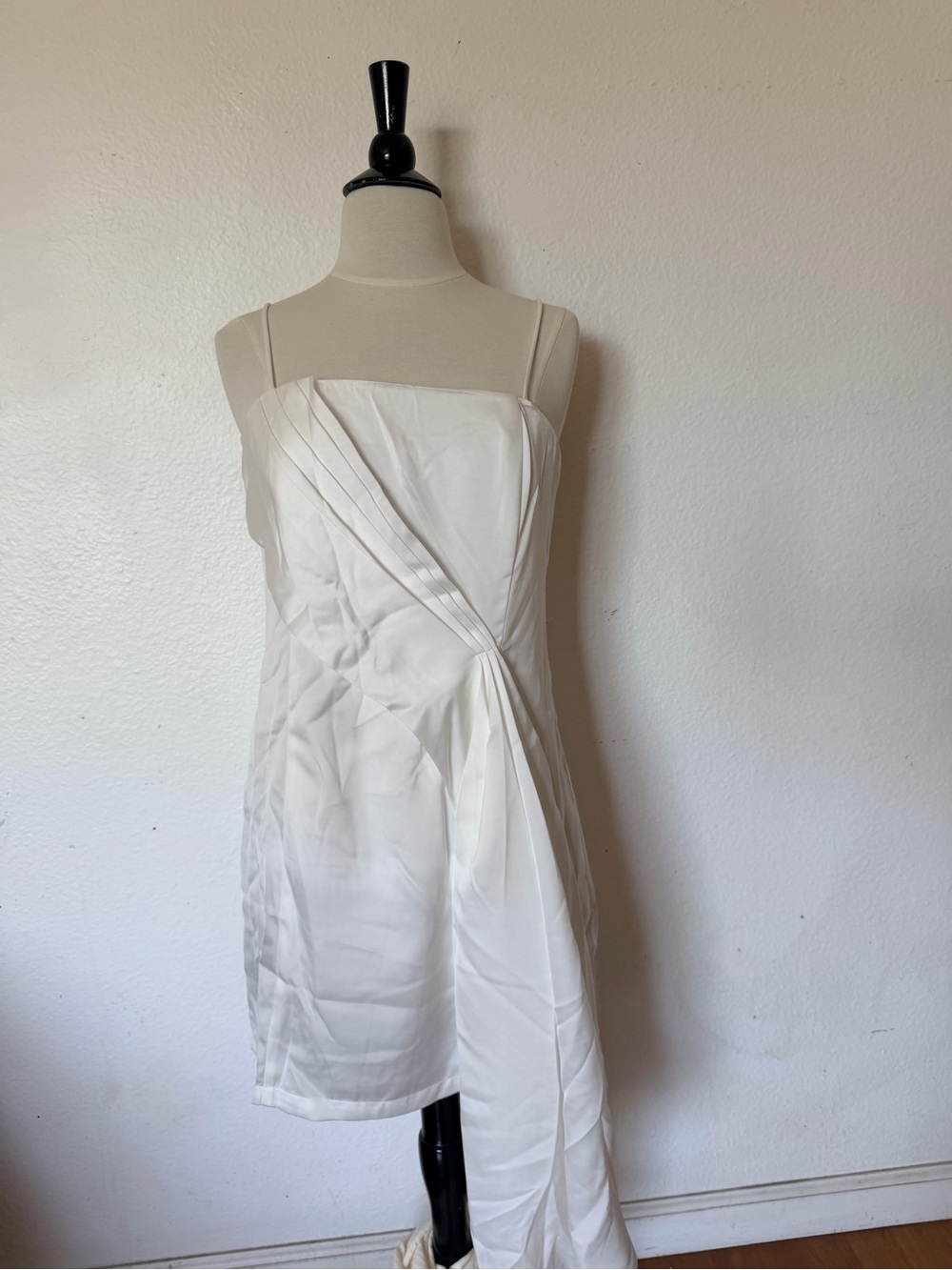Lulu's White One-Shoulder Pleated Satin Mini Dress